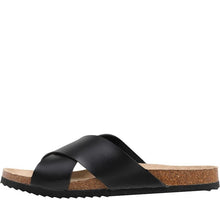 Load image into Gallery viewer, DAWSON BLACK CROSSOVER STRAP SANDALS BRAVE SOUL
