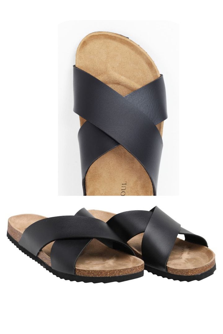 DAWSON BLACK CROSSOVER STRAP SANDALS BRAVE SOUL