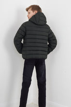 Load image into Gallery viewer, BOYS KHAKI HOODED ZIP THROUGH PADDED JACKET
