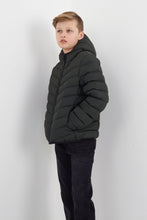 Load image into Gallery viewer, BOYS KHAKI HOODED ZIP THROUGH PADDED JACKET
