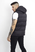 Load image into Gallery viewer, BLACK ZIP THROUGH HOODED PADDED GILET
