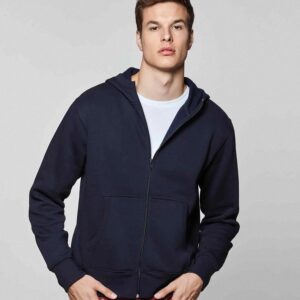 Elegant Navy Blue Handloom Hoodie with Golden Border